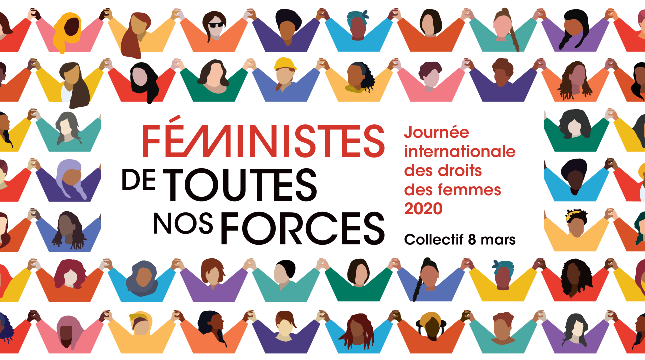 Féministes de toutes nos forces  – Journée internationale des droits des femmes 2020 – Collectif 8 mars